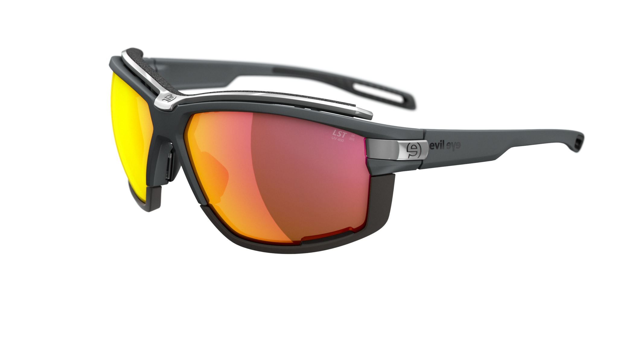 evil eye pathline air pro e049/75 6700 tamno siva mat / LST® active crvena mirrior - bocni prikaz